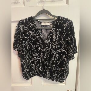 Astr Black and White Floral Blouse